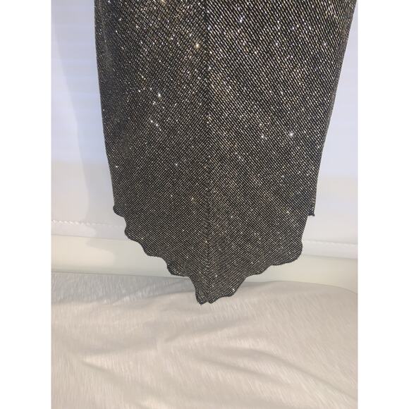 Vintage Asymmetrical Hem Shimmery black gothic y2k Cowl Neck dress Small - Picture 3 of 7